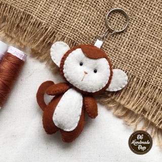 Móc khóa vải nỉ handmade con khỉ
