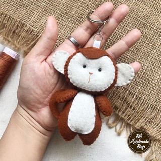 Móc khóa vải nỉ handmade con khỉ