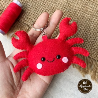 Móc khóa vải nỉ handmade con cua đỏ