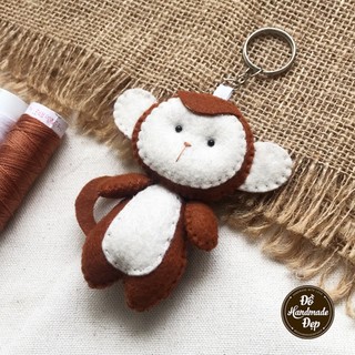 Móc khóa vải nỉ handmade con khỉ
