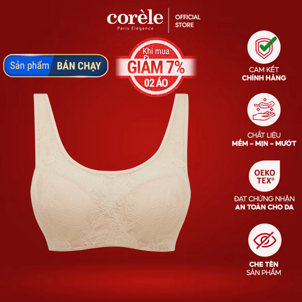 Áo ngực nữ Corèle nâng vừa, không gọng nhẹ tựa bông, chuẩn an toàn quôc tế OEKO-TEX từ Corèle Pháp - 81141A