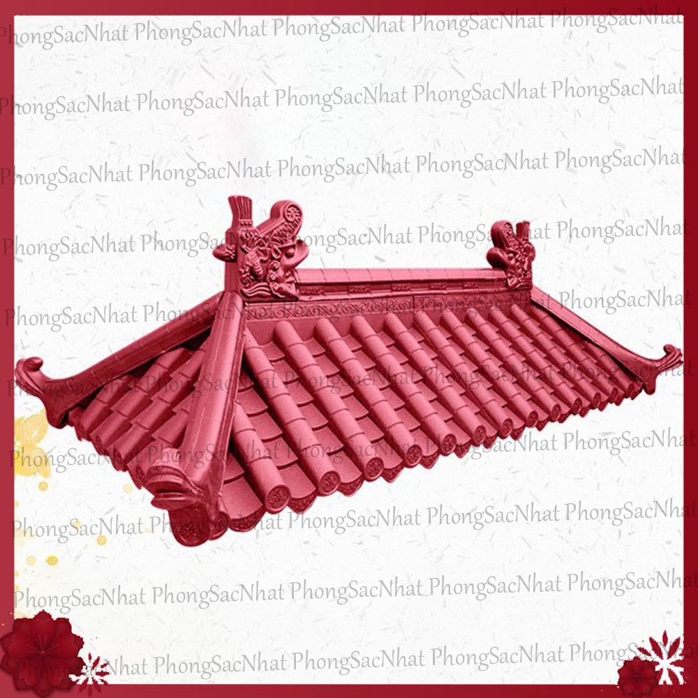 Khổ 50*110cm màu đỏ, Mái ngói nhựa âm dương phong cách Nhật Bản, 100% nhựa nguyên sinh không mùi