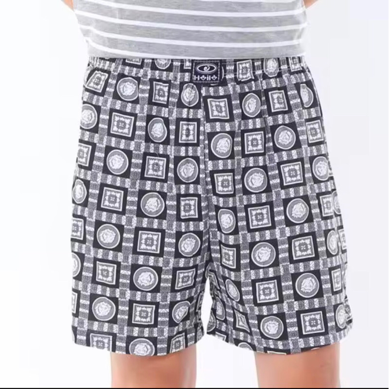 Quần đùi nam thun cotton hoa mặc ngủ, Quần lót nam trung niên thoáng mát thoải mái