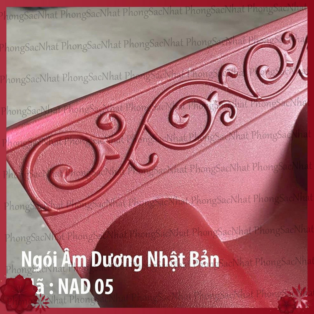 Khổ 50*110cm màu đỏ, Mái ngói nhựa âm dương phong cách Nhật Bản, 100% nhựa nguyên sinh không mùi