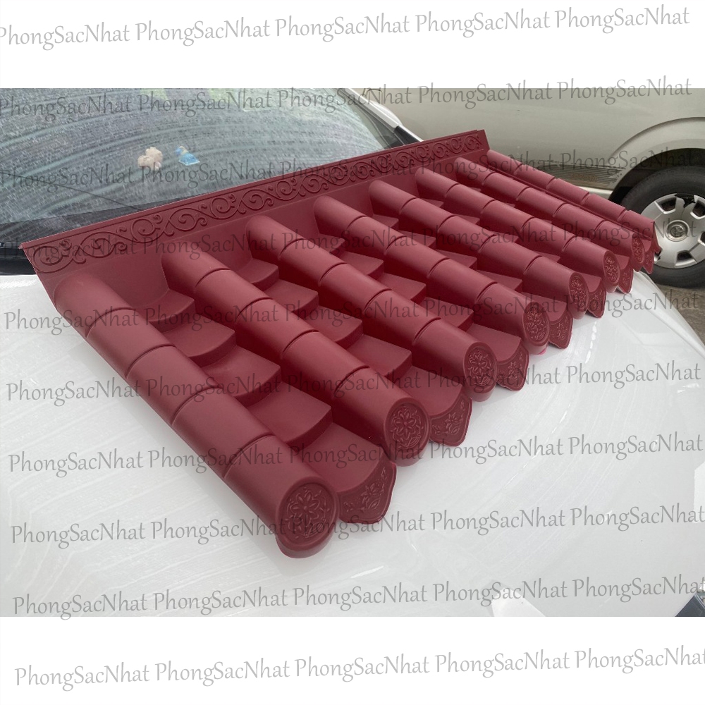 Khổ 50*110cm màu đỏ, Mái ngói nhựa âm dương phong cách Nhật Bản, 100% nhựa nguyên sinh không mùi