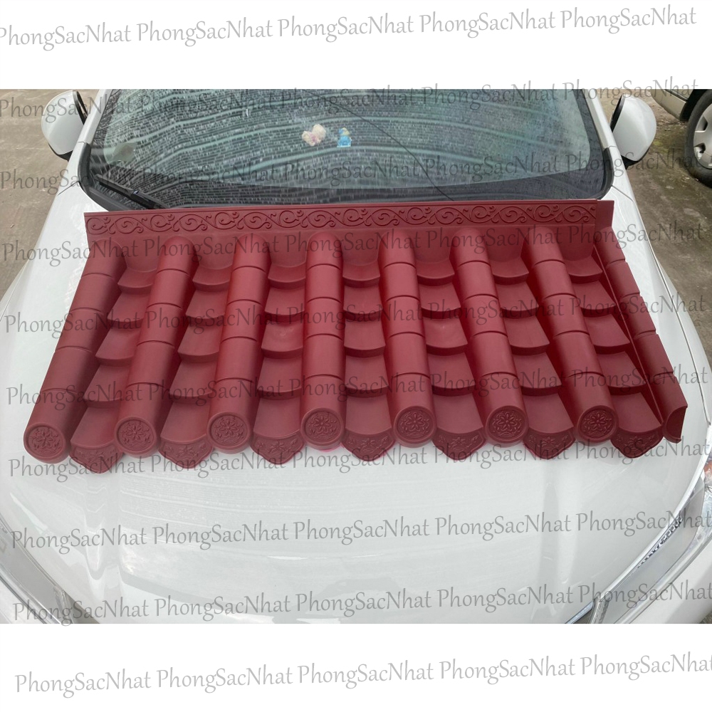 Khổ 50*110cm màu đỏ, Mái ngói nhựa âm dương phong cách Nhật Bản, 100% nhựa nguyên sinh không mùi