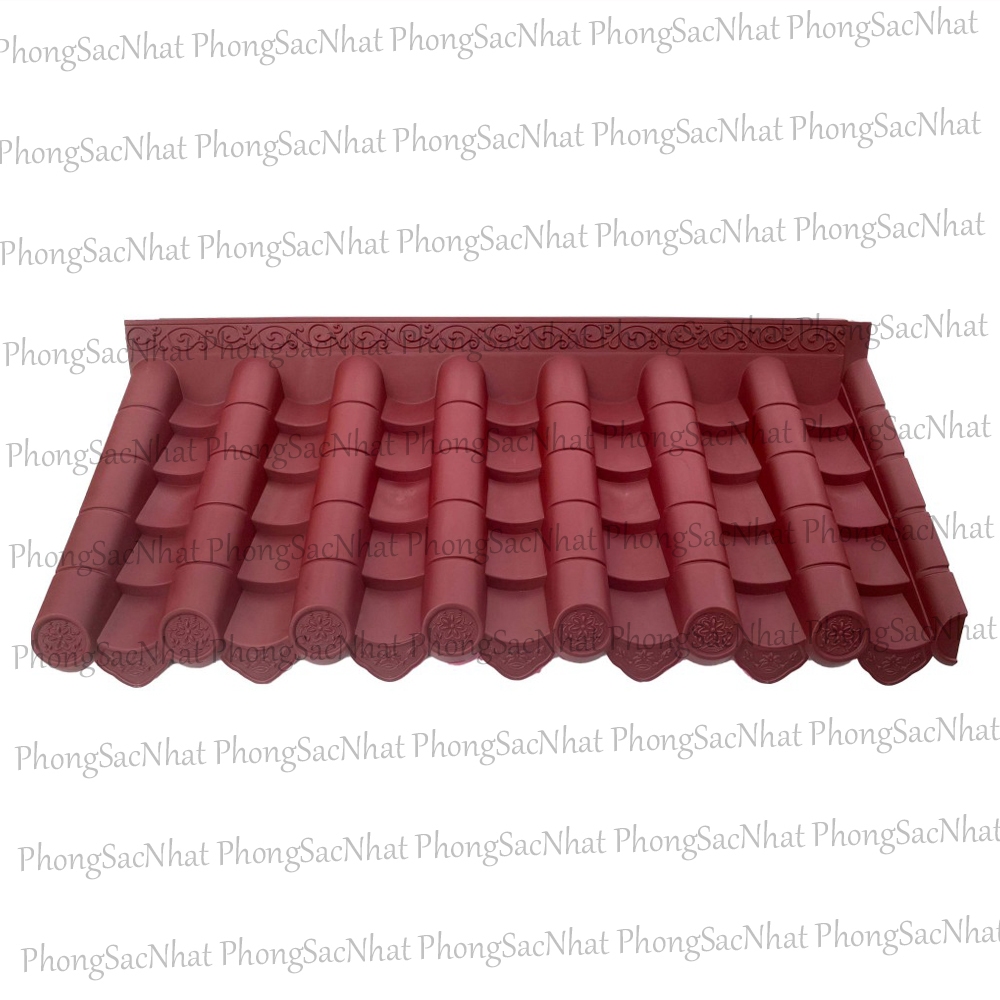 Khổ 50*110cm màu đỏ, Mái ngói nhựa âm dương phong cách Nhật Bản, 100% nhựa nguyên sinh không mùi