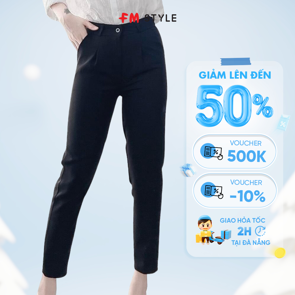 Quần tây nữ lưng cao FMSTYLE baggy công sở gấu bằng 88 đi học đi làm chất tuyết mưa Vitex cao cấp Hàn Quốc 23031010