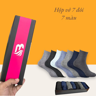 Hộp vớ 7 đôi 7 màu cổ ngắn