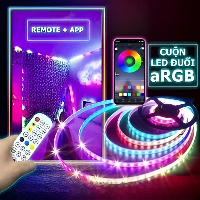 Đèn Led Trang Trí Phòng Ngủ, Bàn Làm Việc  5M 10M RBG 16 Triệu Màu, Điều Khiển App Và Remote, Đèn Nháy Theo Nhạc
