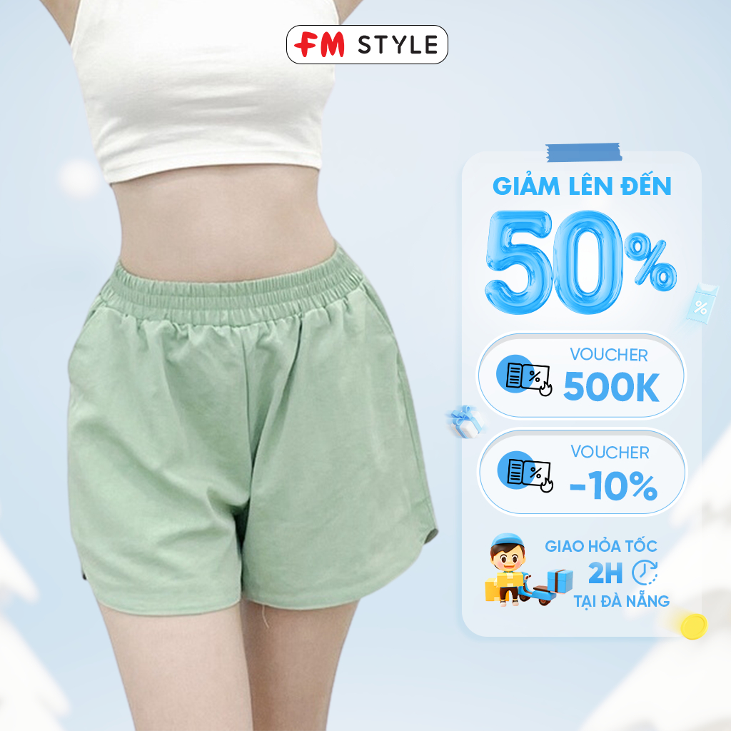 Quần đùi nữ FMSTYLE short ống rộng lưng cao mặc nhà cao cấp chất thun co giãn thấm hút mồ hôi ngày hè 220312501