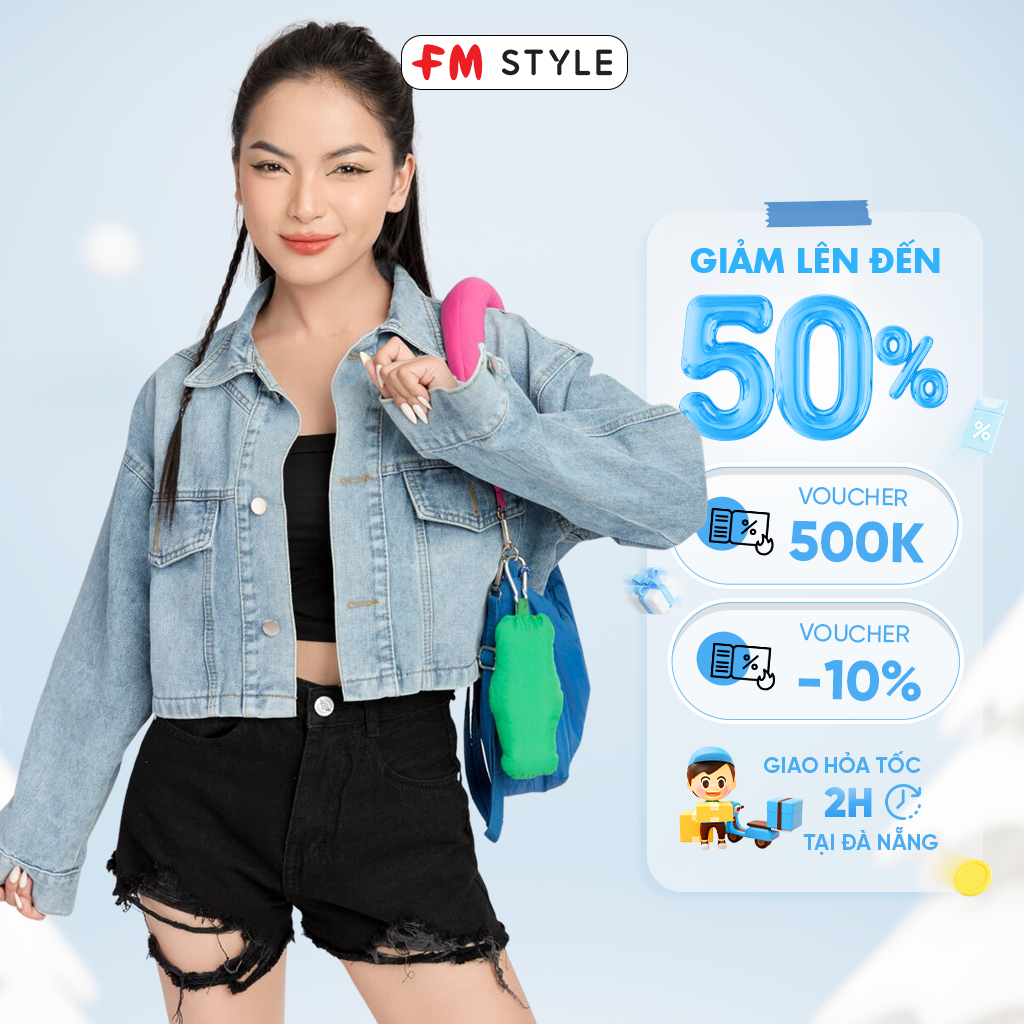 Áo khoác jean croptop FMSTYLE chất Denim cao cấp bền đẹp theo thời trang phong cách cá tính năng động 23060796