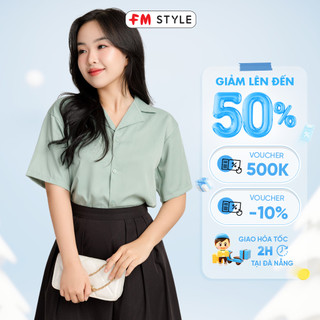 Áo sơ mi nữ FMSTYLE tay ngắn cổ vest thời trang basic phong cách thời trang văn phòng thanh lịch 23042457