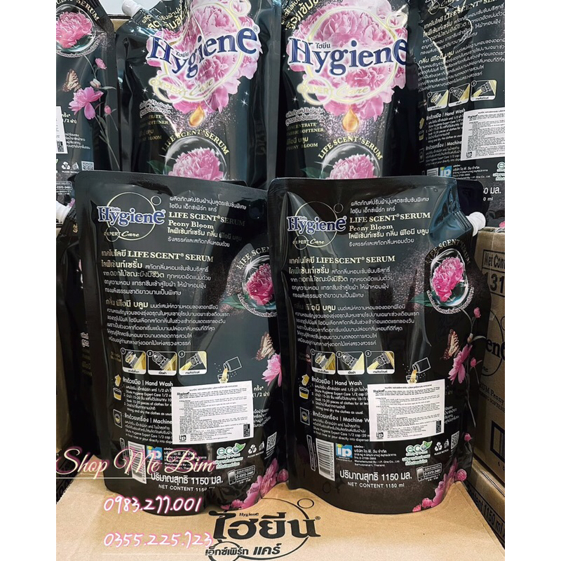 Nước xả vải Hygiene Expert Care nội địa Thái màu đen , Trắng - hương hoa - túi 1.15 lít