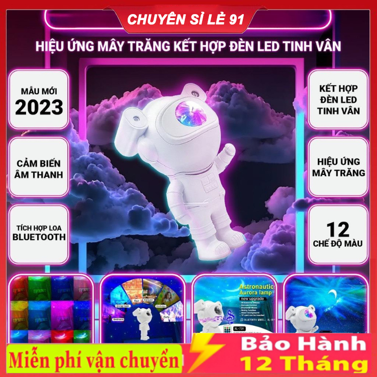 Giá rẻ】Đèn phi hành gia 2023 có loa bluetooth chiếu sao mây trăng đèn ngủ phi hành gia để bàn đèn le