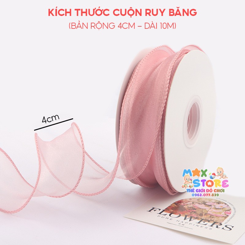 Cuộn Ruy Băng Voan Bèo Viền Sóng Loại Đẹp Có Lõi Rộng 4cm 10 Mét Trang Trí Bó Hoa, Bánh Sinh Nhật, Gói Quà, Làm Thủ Công