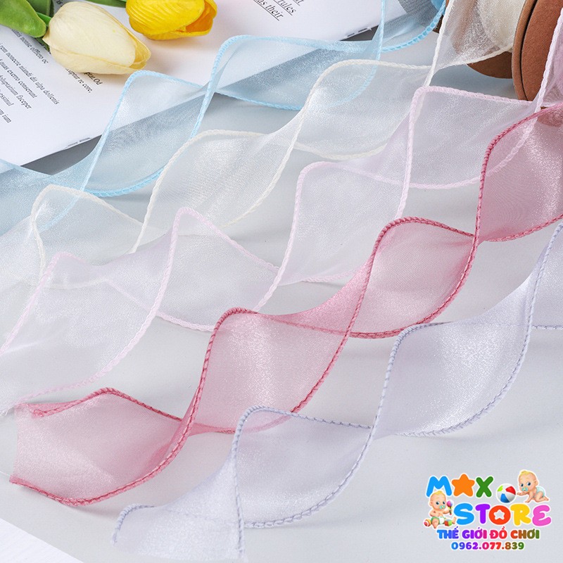 Cuộn Ruy Băng Voan Bèo Viền Sóng Loại Đẹp Có Lõi Rộng 4cm 10 Mét Trang Trí Bó Hoa, Bánh Sinh Nhật, Gói Quà, Làm Thủ Công