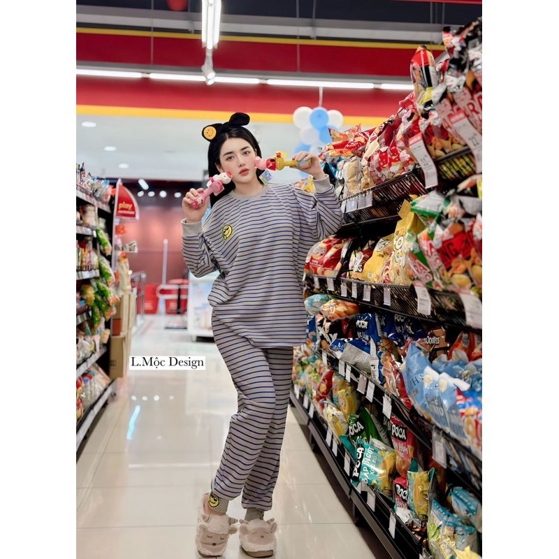 Set đồ bộ kẻ drew trẻ trung