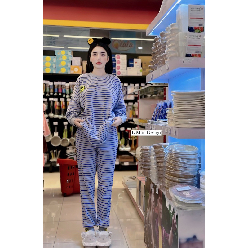 Set đồ bộ kẻ drew trẻ trung