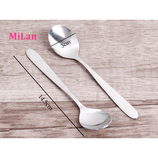 Muỗng ăn kem, muỗng tập ăn em bé inox đầu tròn cán ngắn