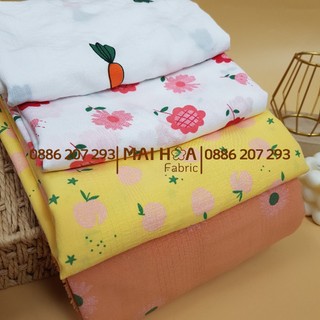 Vải may đồ cho nữ vải đũi xốp vải hoa in hình có co giãn khổ rộng Maihoaflower