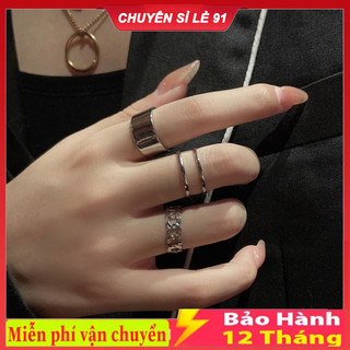 Bộ 3 nhẫn mở freesize trơn, nhẫn titan điều chỉnh size cực chất