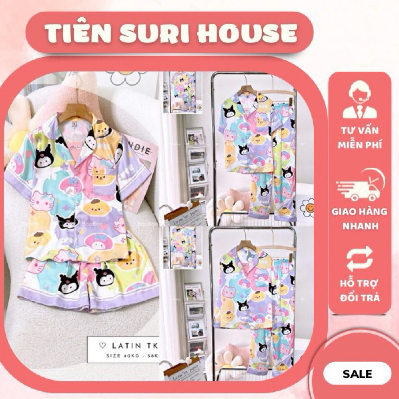 Đồ Bộ Pyjama Lụa Latin Thiết Kế Cao Cấp Booboo Mickey- Tiên Suri House