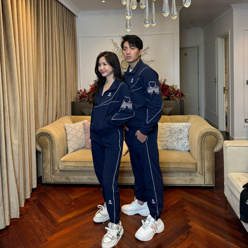 Bộ gió thể thao nam GUNO 23DBNA05 tay sọc chéo lưới toàn thân, set đồ thu đông co gãn 4 chiều hàng thethao.vnxkn