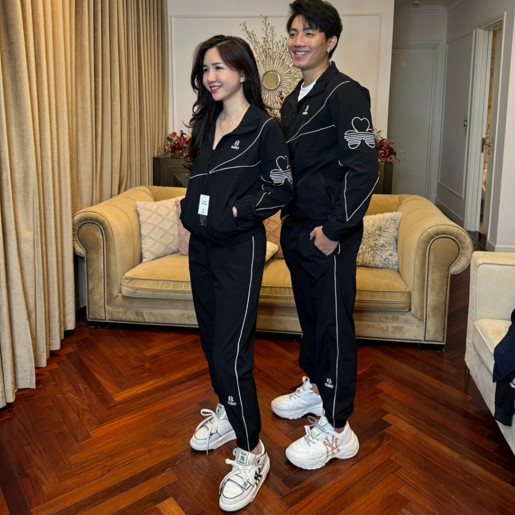 Bộ gió thể thao nam GUNO 23DBNA05 tay sọc chéo lưới toàn thân, set đồ thu đông co gãn 4 chiều hàng thethao.vnxkn