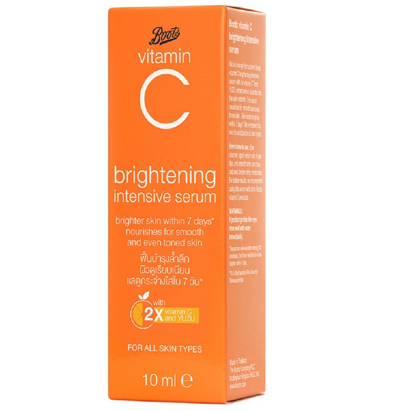 Serum x2 Vitamin C Trắng Da Mờ Thâm Nám BOOTS VITAMIN C BRIGHTENING INTENSIVE SERUM 10ML