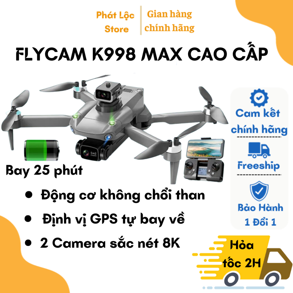 Máy Bay Flycam Mini Camera K998 Max Cảm Biến Chống Va Chạm, Máy Bay Điều Khiển Từ Xa 4 Cánh | BigBuy360 - bigbuy360.vn