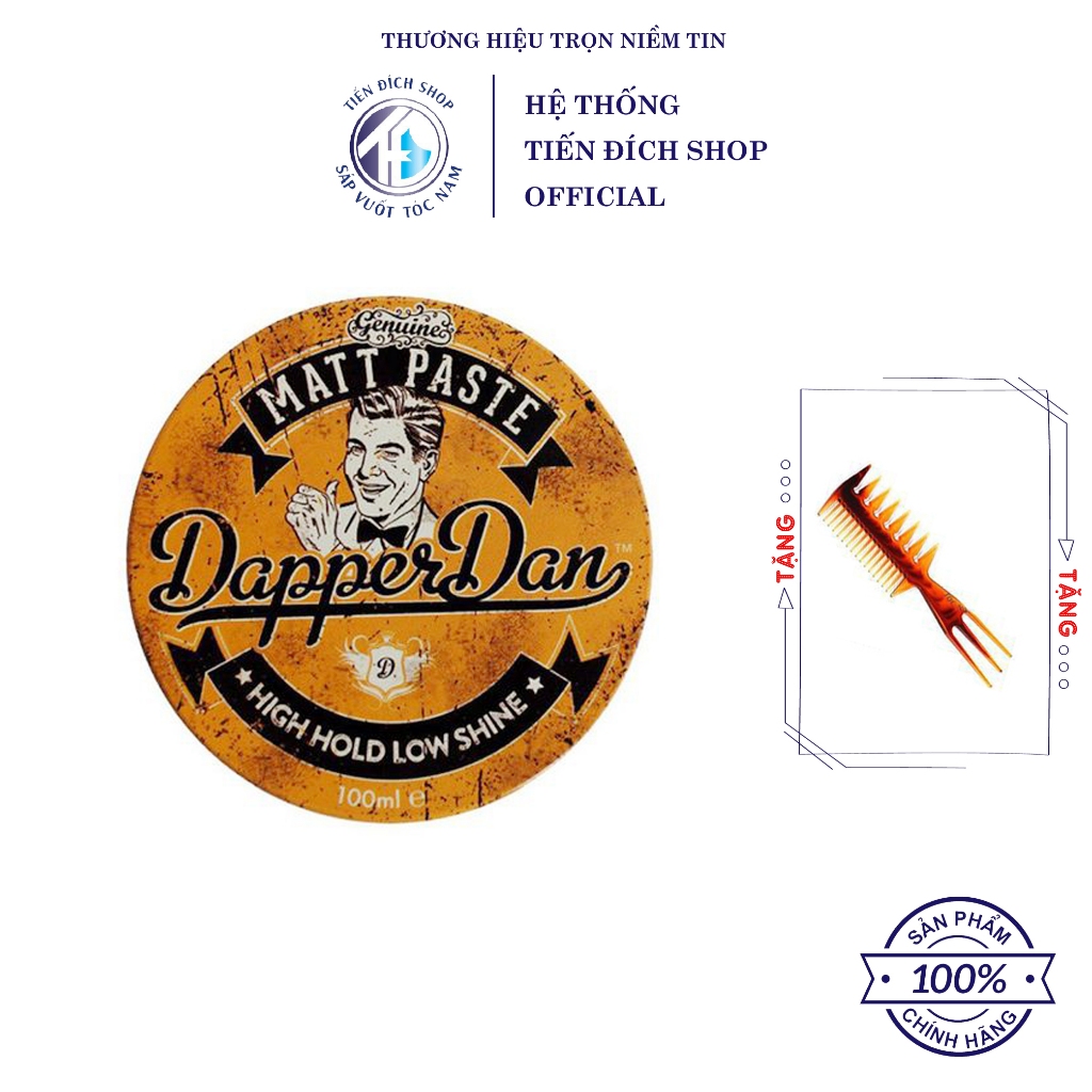 Sáp vuốt tóc nam Matt Paste 100ml Anh Quốc - Dapper Dan + Lược texture