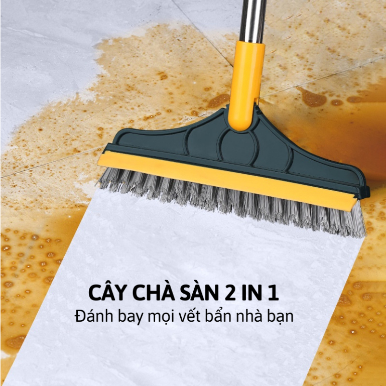 Cây Chà Sàn Nhà Tắm Thiết Kế Đầu Gạt Nước Và Đầu Chổi Xoay 120 Độ Quét Nhà Siêu Sạch Mọi Góc Bẩn - TR TARAA
