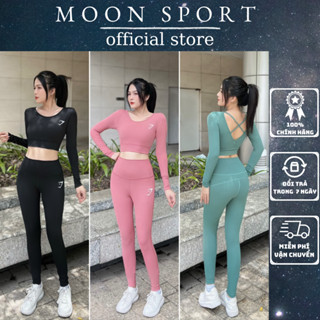 Bộ tập gym yoga nữ dài tay 2 dây chéo lưng set tập gym nữ mùa đông quần dài áo croptop tay dài co kèm sẵn mút D08