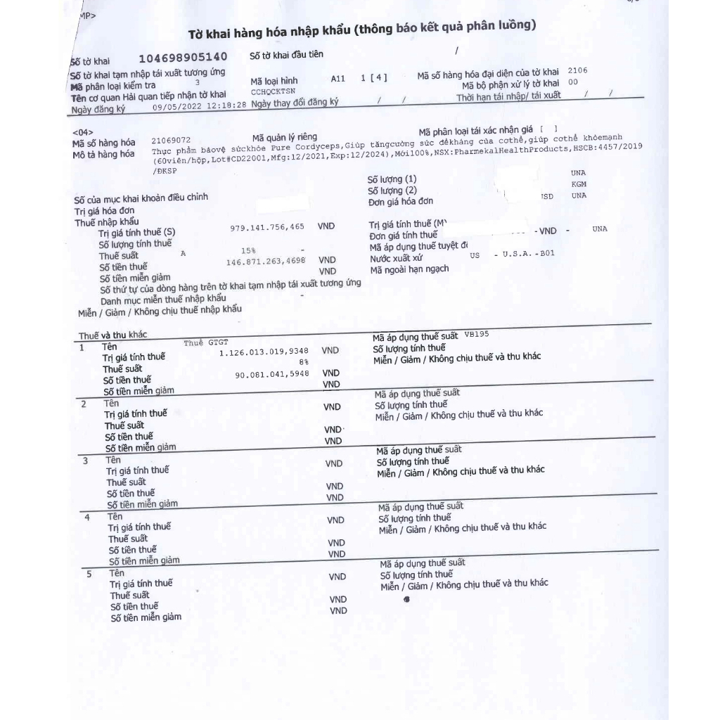 Viên uống đông trùng hạ thảo Pure Cordyceps Pharmekal 60 viên giúp tăng cường sức khỏe nhập khẩu chính hãng mỹ