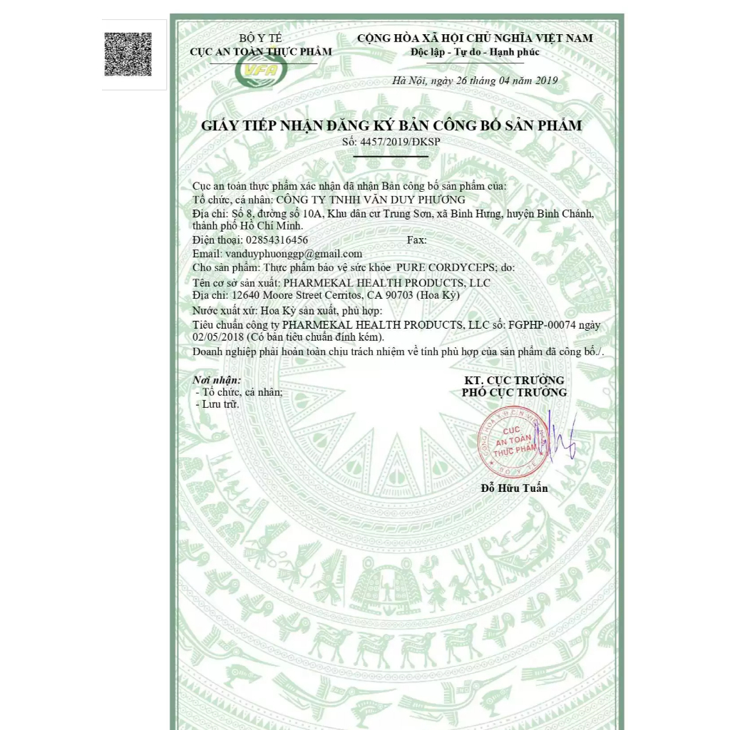 Viên uống đông trùng hạ thảo Pure Cordyceps Pharmekal 60 viên giúp tăng cường sức khỏe nhập khẩu chính hãng mỹ
