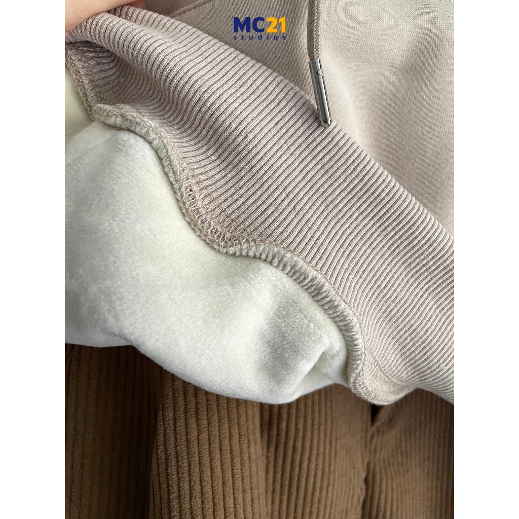 Áo hoodie nam nữ MC21.STUDIOS nỉ lót lông form rộng sweater Unisex oversize Ulzzang Streetwear Hàn Quốc A3808