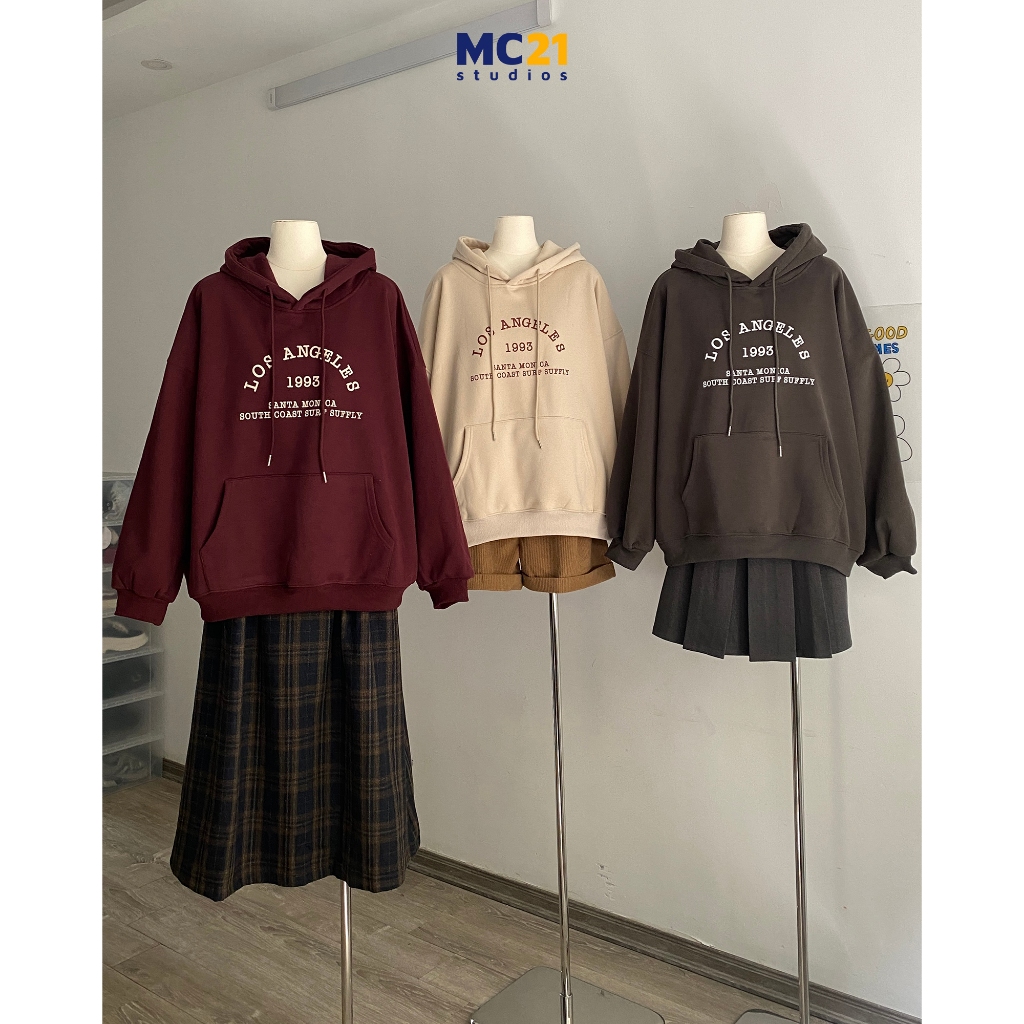 Áo hoodie nam nữ MC21.STUDIOS nỉ lót lông form rộng sweater Unisex oversize Ulzzang Streetwear Hàn Quốc A3808