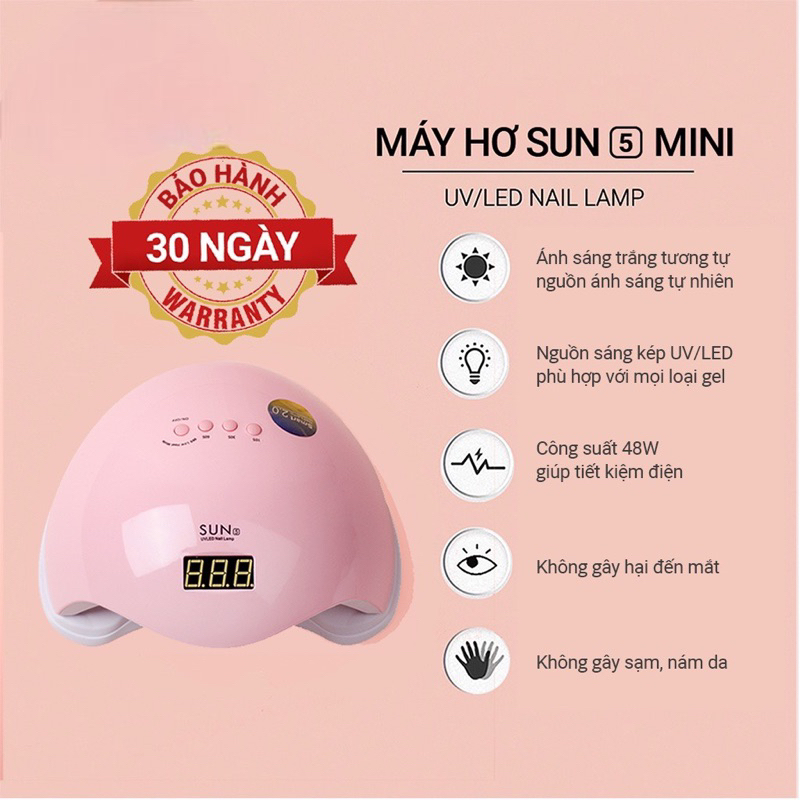 Máy Hơ Gel Sun 5 tem xanh UV/LED 48w Chính Hãng