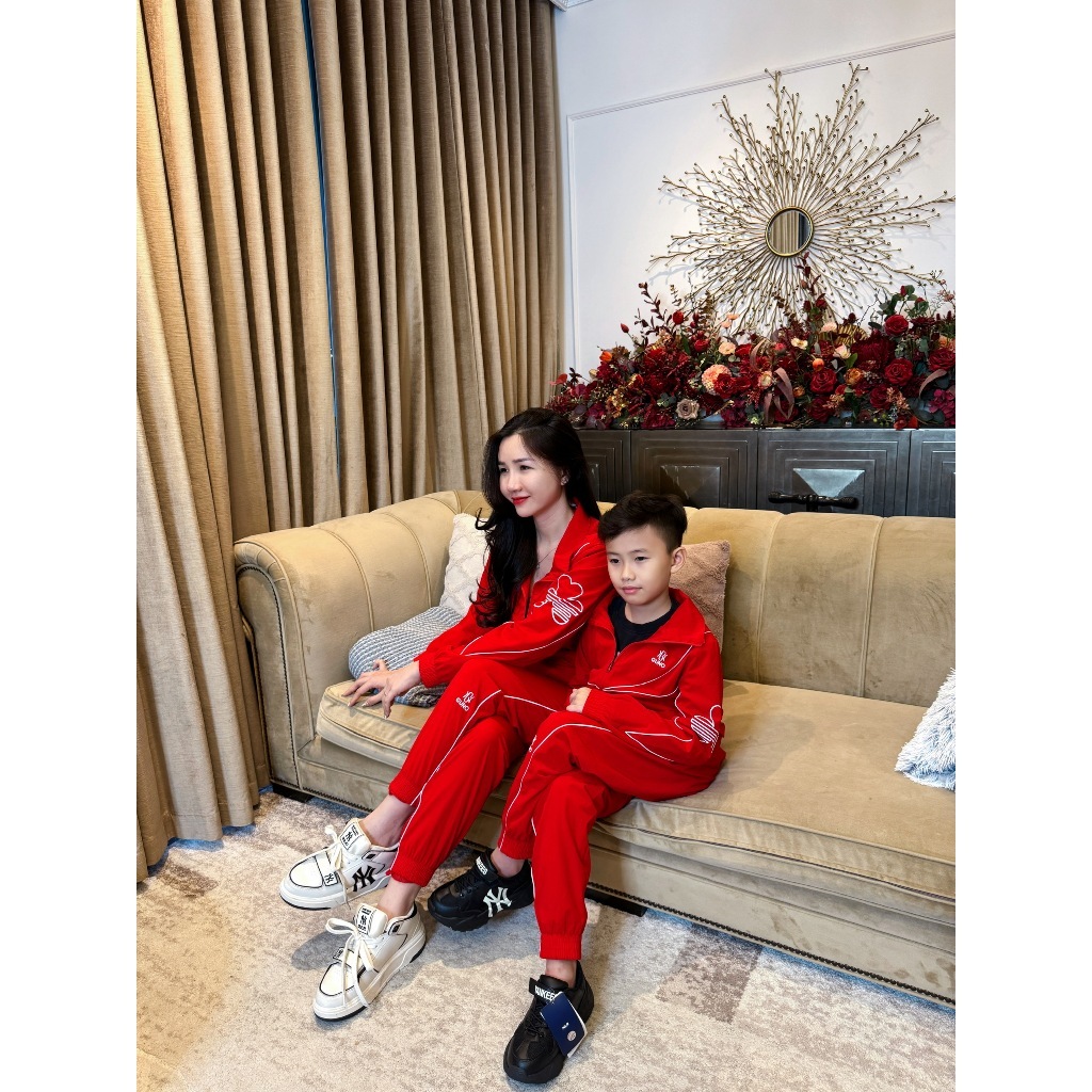 Bộ đồ thu đông cho bé trai, bé gái GUNO 23DBK05 tay sọc chéo lưới, quần áo gió thể thao trẻ em