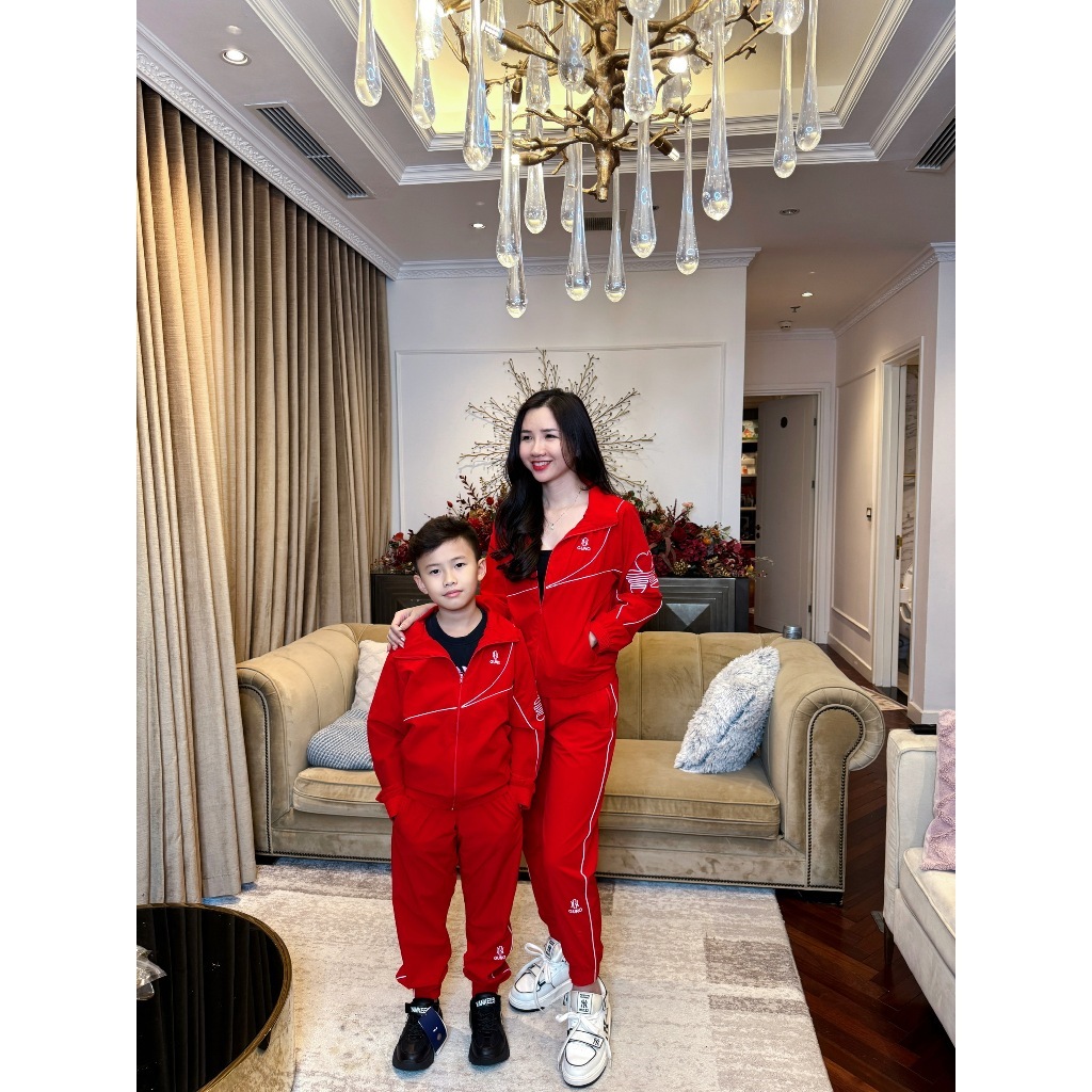 Bộ đồ thu đông cho bé trai, bé gái GUNO 23DBK05 tay sọc chéo lưới, quần áo gió thể thao trẻ em