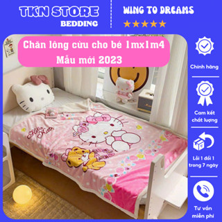 Chăn lông cừu 2 lớp cho bé đi học không rụng lông, Mền nỉ lông cừu dữ ấm mùa đông cho bé kích thước 1mx1m4