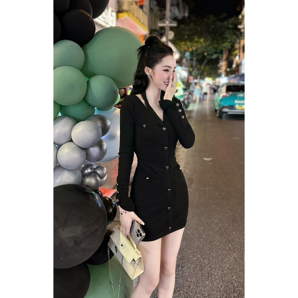 VÁY BODY ĐEN LEN TĂM HÀN