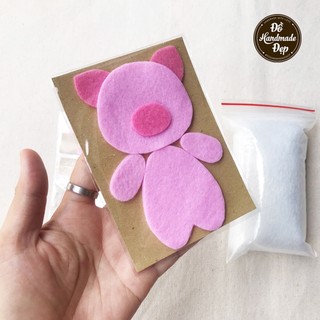 Bộ kit làm móc khóa vải nỉ hình heo con