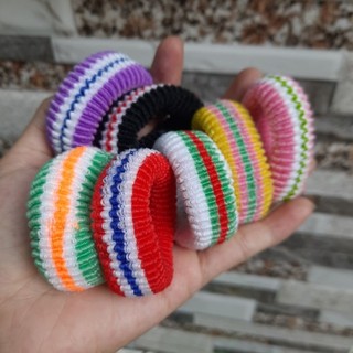 Túi 10 thun cột tóc sọc màu dày dặn (bản 1.5cm)