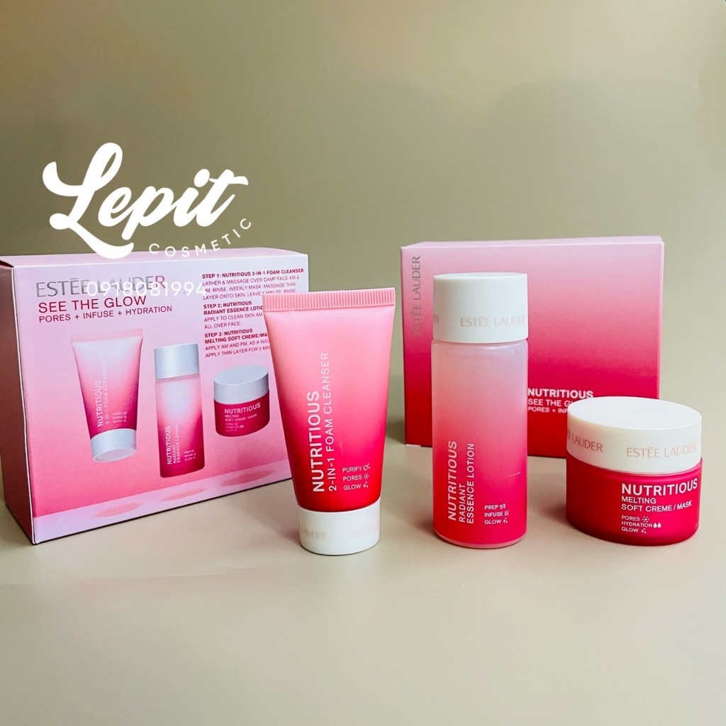 Set dưỡng 3 bước Nutritious Minisize Estee Lauder chống lão hoá, thu nhỏ lỗ chân lông, căng mịn da