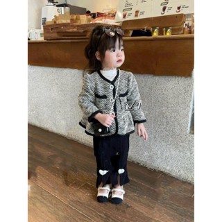 Bộ thu đông bé gái , sét bộ áo dạ dáng babydoll phối quần Xleo đính tim cho bé gái 10-30kg