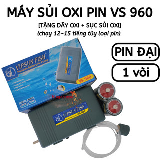 [TẶNG DÂY-VAN-CỤC SỦI] Máy sủi oxi pin VS960 Máy Oxi, máy sục oxi, máy bơm oxi cho hồ cá, đi câu | Hingaostore.