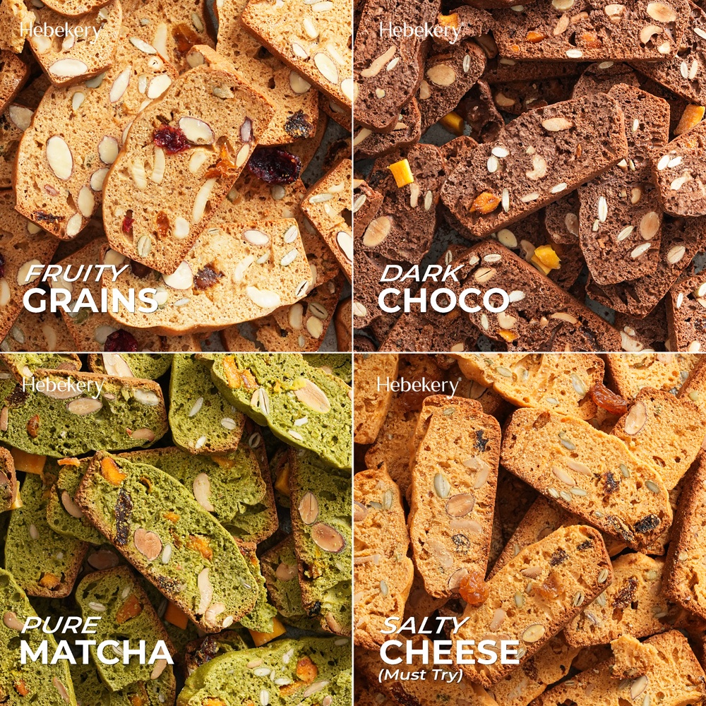 COMBO Trải Nghiệm 4 Hũ Biscotti Nguyên Cám Low Calories  - Bánh Ngũ Cốc Ăn Kiêng Lành Mạnh Hebekery