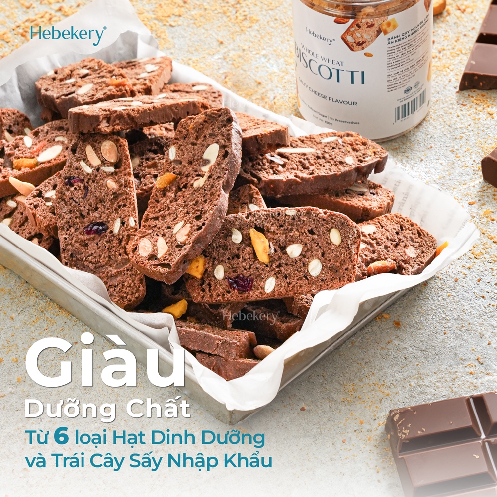 COMBO Trải Nghiệm 4 Hũ Biscotti Nguyên Cám Low Calories  - Bánh Ngũ Cốc Ăn Kiêng Lành Mạnh Hebekery